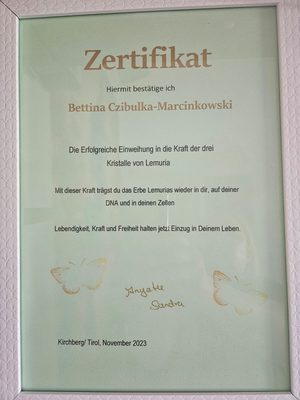 Vorschau Zertifikat: Kraft der drei Kristalle von Lemuria